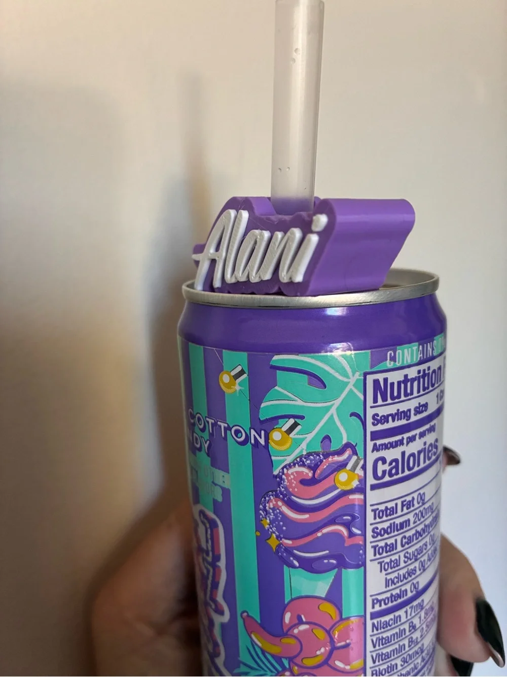 Alani Purple and White 'Alani' Straw Charm
